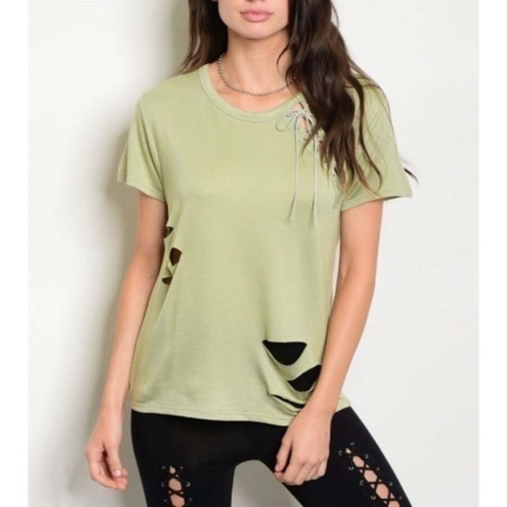 Sage Distressed Top